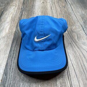 Nike Hat Cap Blue Feather Light 7 Panel Tailwind Mesh Reflective Running Cycling